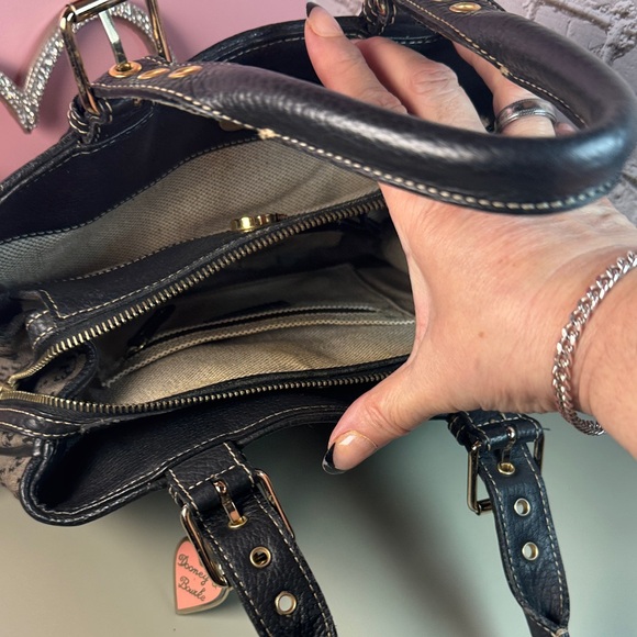 Dooney & Bourke Black and Tan Monogram Satchel - Picture 4 of 4